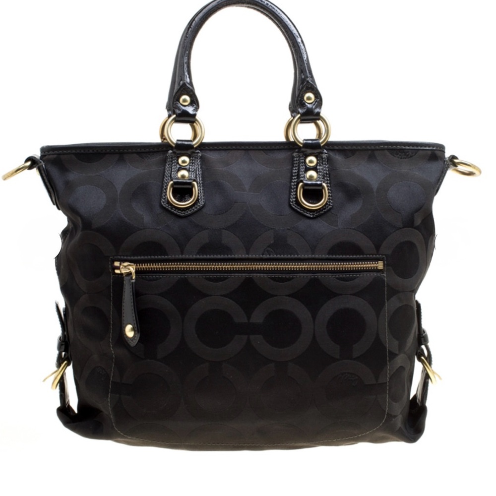 Coach Black Signature Canvas Ashley Top Handle Bag - Picture 9 of 10